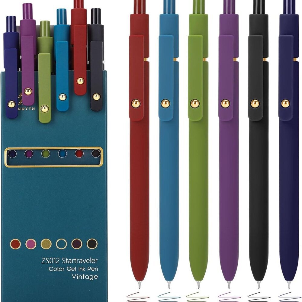 Colorful Gel Pens, 0.5mm Fine Point Retractable,Multi Colored Pens For Journalin